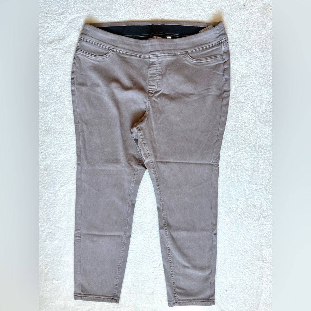 Denim & Co 18W Petite Cozy Touch Denim Pull On Slim Leg Jeggings Gray